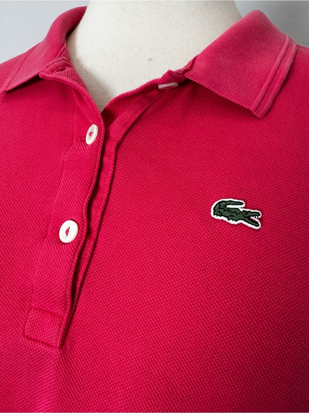 Lacoste Hot Pink Polo with Green Crocodile Logo